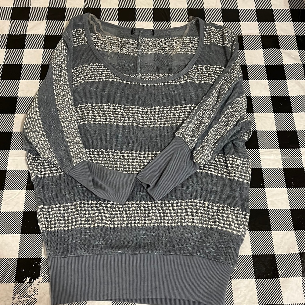 Dusty Blue Striped Sweater.